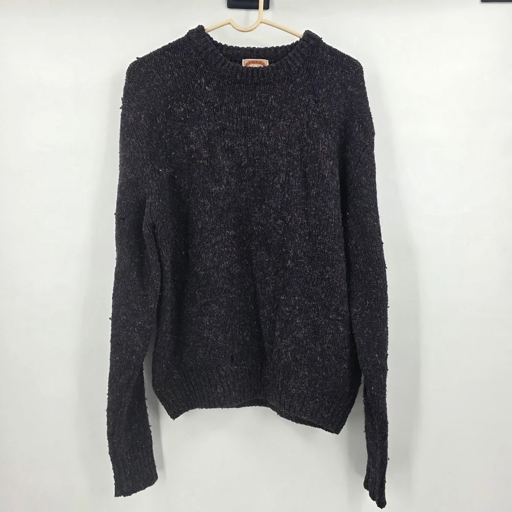 VINTAGE 80S BANANA REPUBLIC THRASHED WOOL SWEATER SIZE XL BLUE MILL VALLEY HOLES